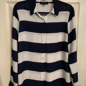 Navy & White Striped Blouse